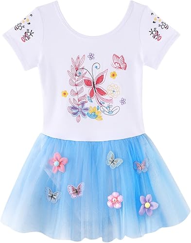 Miniatura 3 de EQSJIU Leotardos de ballet de unicornio con tutú para niñas pequeñas, vestido de falda de tul de algodón para bailar