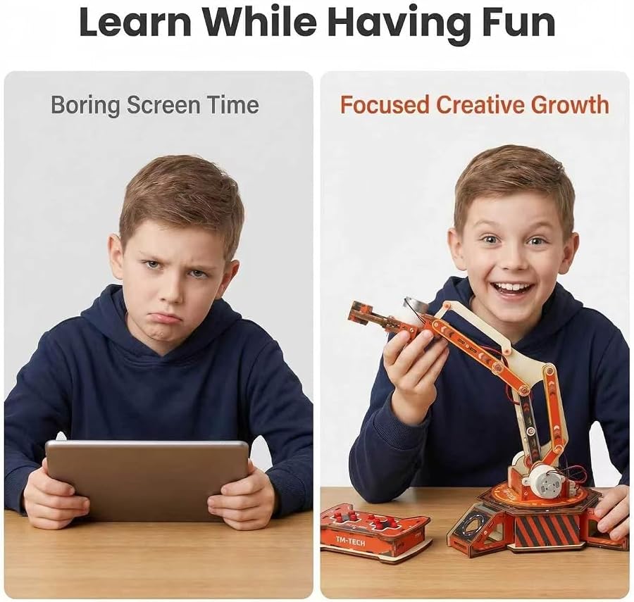 Robot Arm Kits, Robotics for Kids Ages 8-12 14-16 STEM Toys, 360 Rotation Mechanical Hand DIY Science Building Gadgets, Birthday Gifts for 9 10 11 12 13 14 15 16+ Year Old Boys Girls Teens Adults, image 6