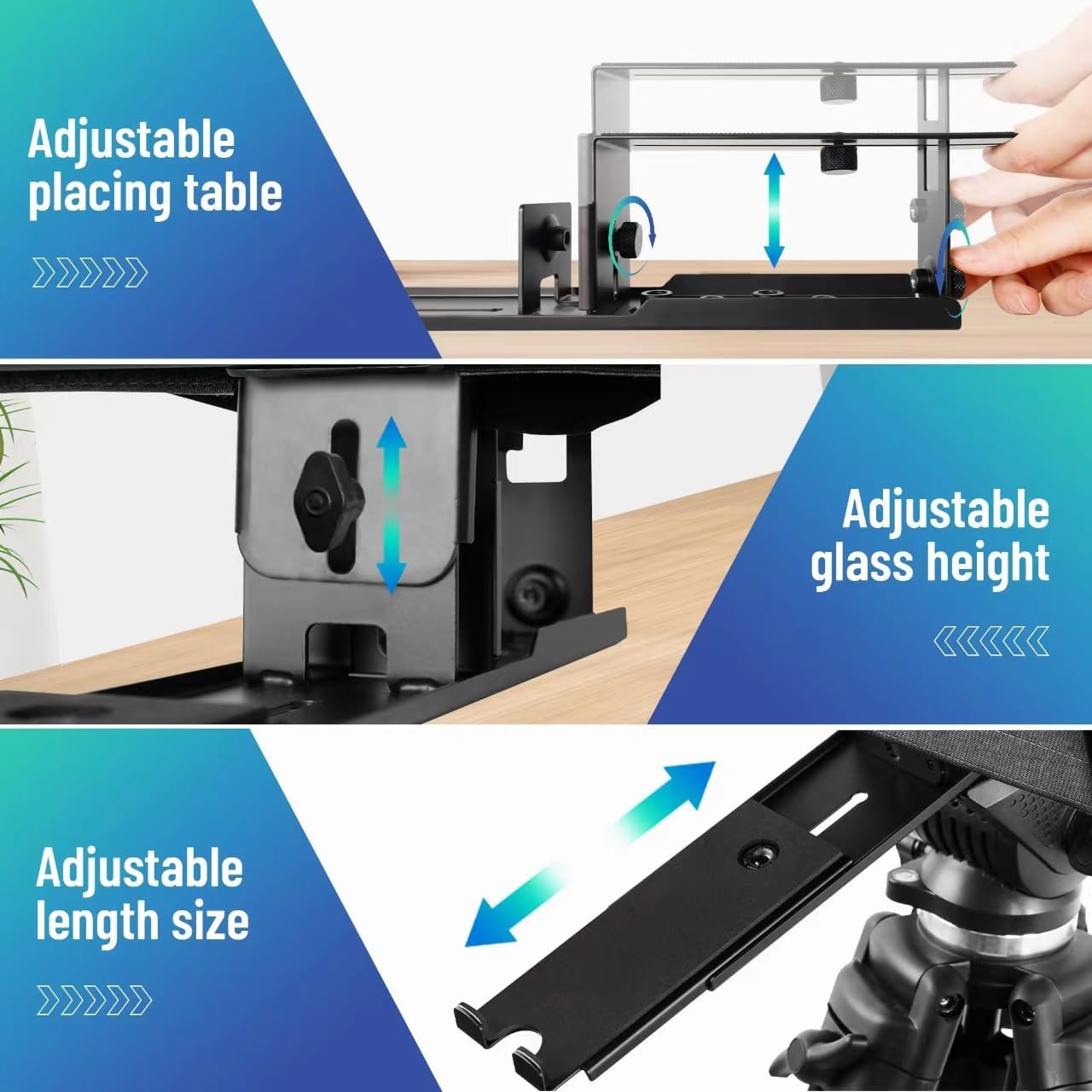 12" Professional Teleprompter | Tempered Optical Glass, All-Metal Construction, Remote Control & Dedicated App — Compatible with Smartphones, Tablets and Cameras