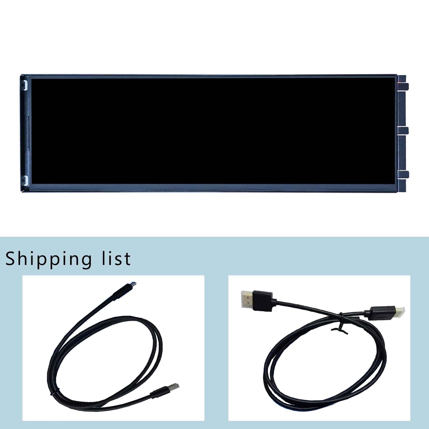 VSDISPLAY Y70 Monitor de Carcasa de PC, Pantalla LCD táctil IPS de 14.5" | Negro,2560x720 2K, Entrada de Video USB C H/D ,para monitor secundario