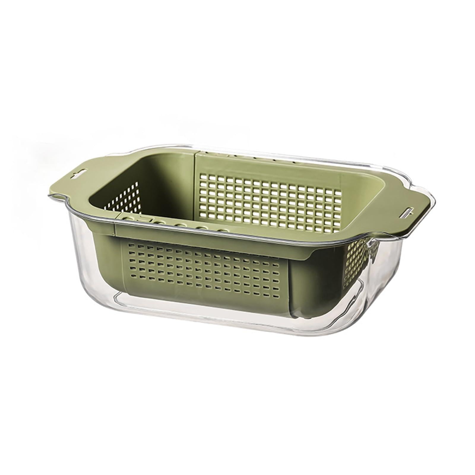 SuperAuriga Over The Sink Colander Strainer Basket, Foldable Strainer & Expandable Colander for Washing Veggies/Fruits, Draining Pasta Spaghetti, Food-Grade Silicone Frame (Green)
