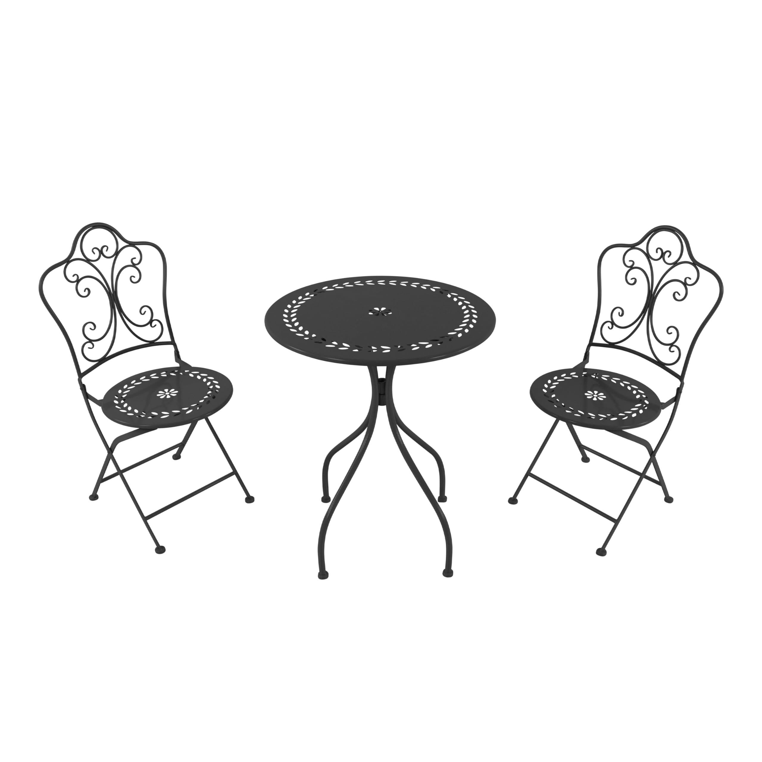 AXI Marilou Mesa y Silla Bistro, 2 Sillas 1 Mesa, Juego Bistro de Exterior Blanco, Romantico Antracita - Juego Bistro de Jardin, Mesa Bistro de Mosaico para Jardin/Balcon/Terraza.
