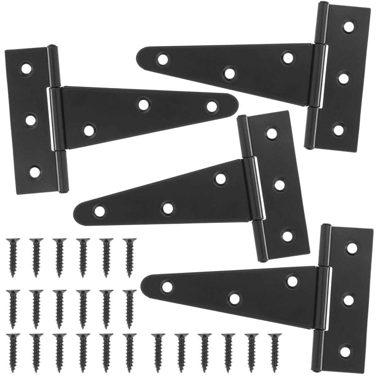 MOCNT 4Pcs Tee Hinges with Screws 100mm T Hinges Heavy Duty T Strap Hinge 4 Inch Barn Door Gate Hinges Garden Shed Hinges T Shaped Wooden Gate Hinges Fence Stable Window Black