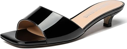 WAYDERNS Sandalias de tacón bajo con punta cuadrada para mujer, puntera abierta, puntera abierta, para citas, estilo gatito, de 1.5 pulgadas