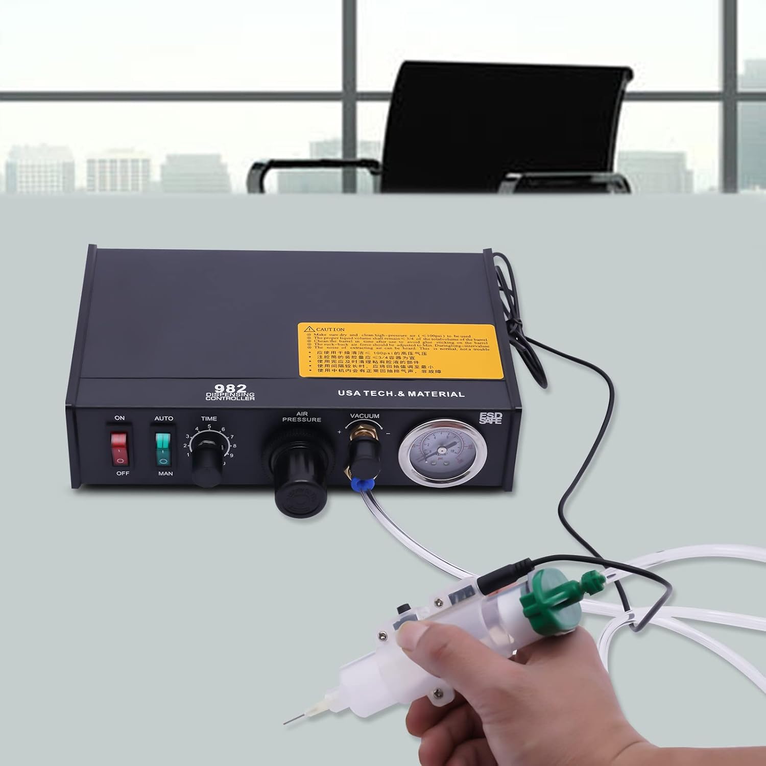 982 Pneumatic Glue Dispenser Solder Paste Controller, 110V Glue Liquid Adhesive Dispensing Machine Semi-Automatic/Manual, Glue Liquid Adhesive Dispensing Machine Semi-Automatic/Manual