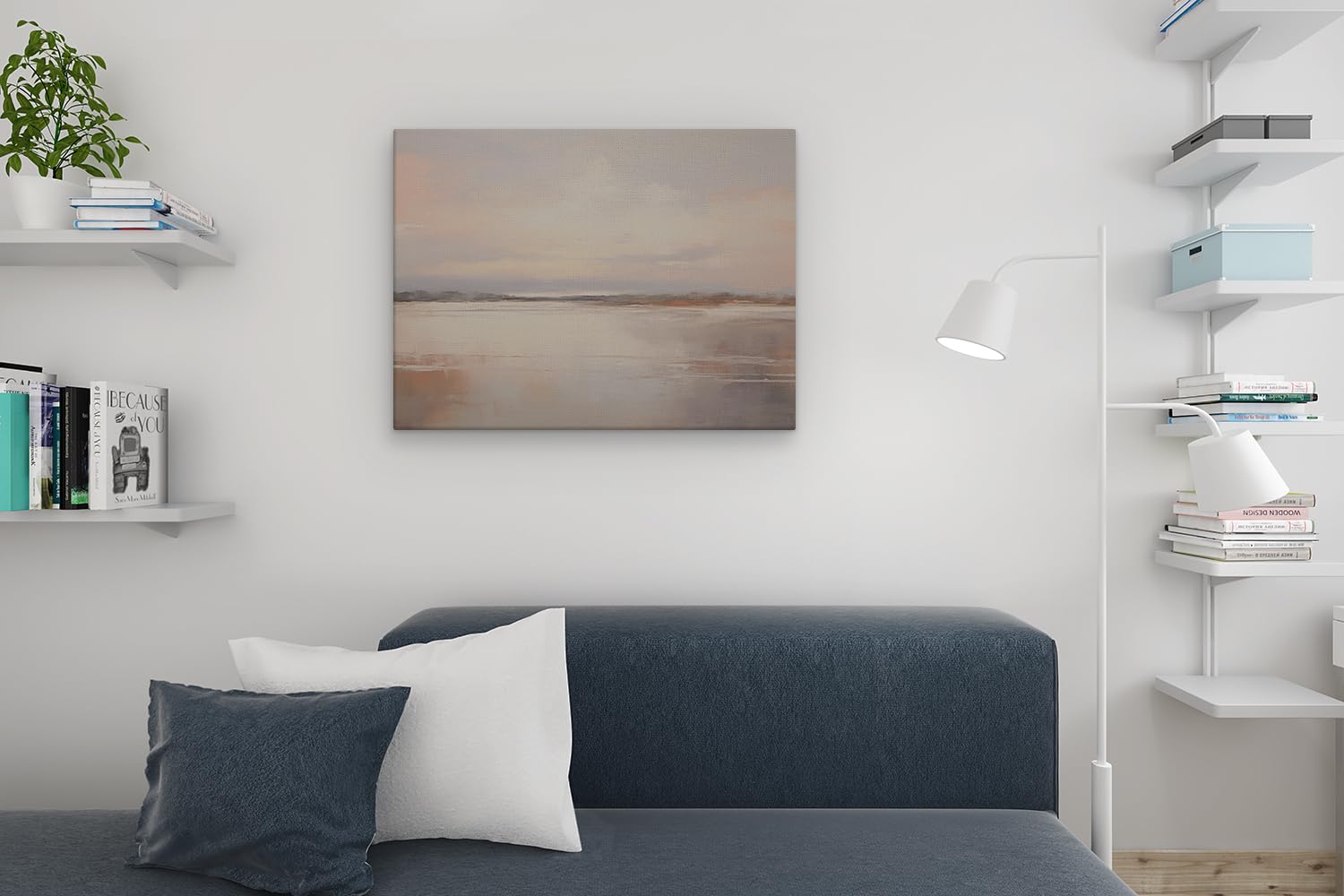 Artaza Leinwand Bilder Meer - 80x60 cm - Wanddeko Landschaftsbilder - Wandbilder Deko Wohnzimmer - Sonnenuntergang