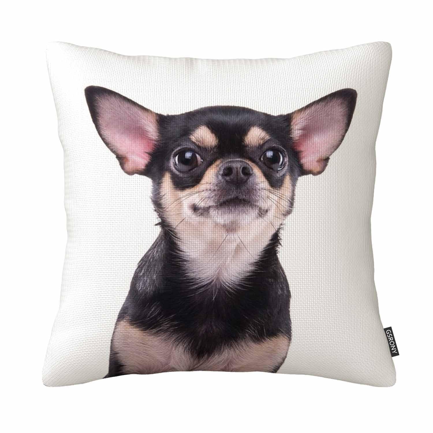 Gsrony White Puppy Lover Throw Pillow Covers Cute Chihuahua Dog Cushion Pillow Case Home Decor Pillowcase 18X18 Inches