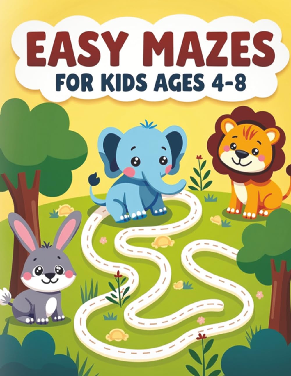Easy Mazes for Kids Ages 4-8: Fun and Simple Maze Puzzle Book with Big Paths and Cute Animals for Preschool and Early Learners