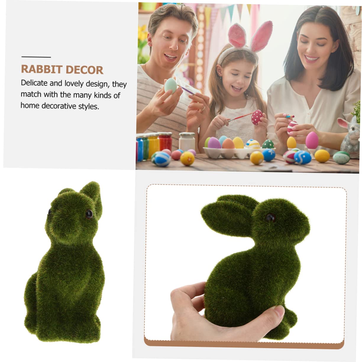 Alipis Set 4 Pezzi Coniglietto Pasquale in Plastico Muschio Artificiale Verde, Decorazioni Pasquali Leggere e Portatili per Casa e Tavola