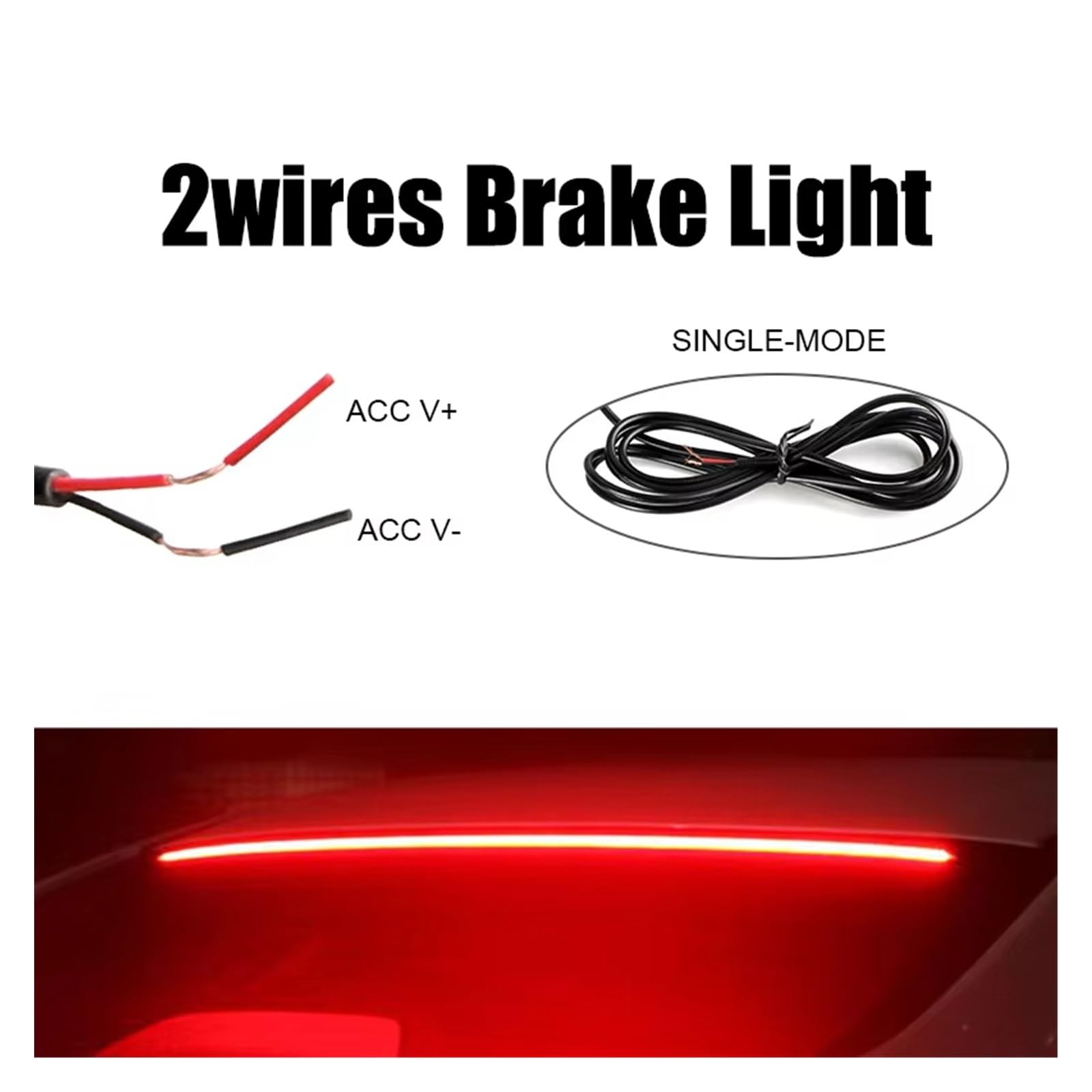 Luce Terza frenata Alto Terza striscia di freno per auto Fanale posteriore a LED da 100 cm 40 pollici Lampada segnalazione pericolo flash 12V Fanale Terzo Stop