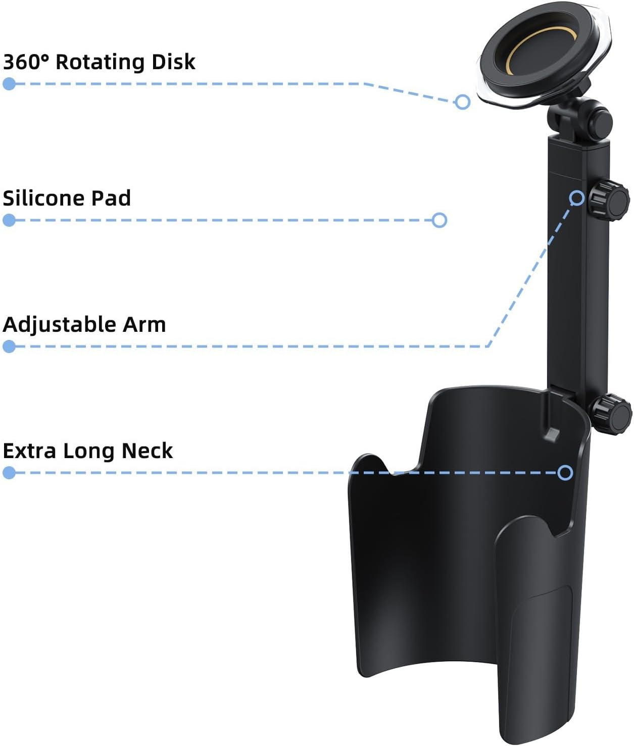 Car Cup Holder Phone Mount 2026 Upgraded Magnetic 360 Swivel Cell Phone Holder for Car Sturdy Non Slip Grip One Hand Click in Fits All Smartphones Durable Black Edition image 5