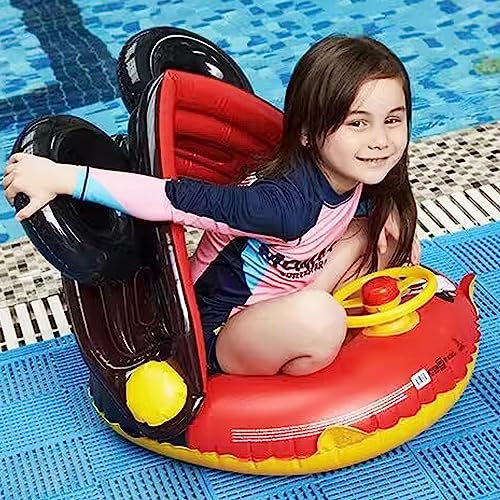Arcimatto Baby Swimming Pool Floats with Removable Sun Protection Canopy, Cute Inflatable Raft with Seat and Handle, No Flip Over Kids Infants Boat Swim Ring for Toddlers 8-36 Months