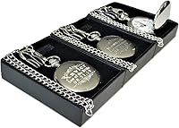 Vista 5 de Juego de reloj de bolsillo personalizado, oferta de boda y ocasión especial con cadena, caja y grabado.