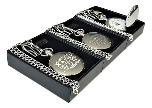 Miniatura 9 de Personalized Pocket Watch, Best Man watch with chain, Men's Wedding gift, box and engraving included