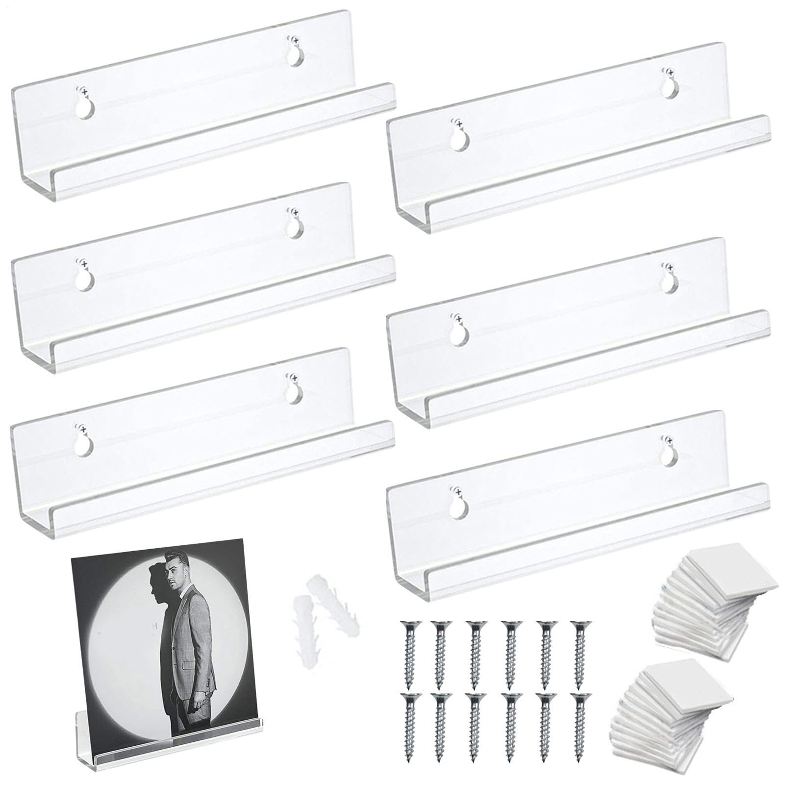 Soporte De Pared De Vinilo - Estante Flotante Sin Perforación,Pantalla De Pared Para Colección De Platos,Para Moderna Sala De Estar Dormitorio Apartamento Amantes De La Música Coleccionistas Libros Y