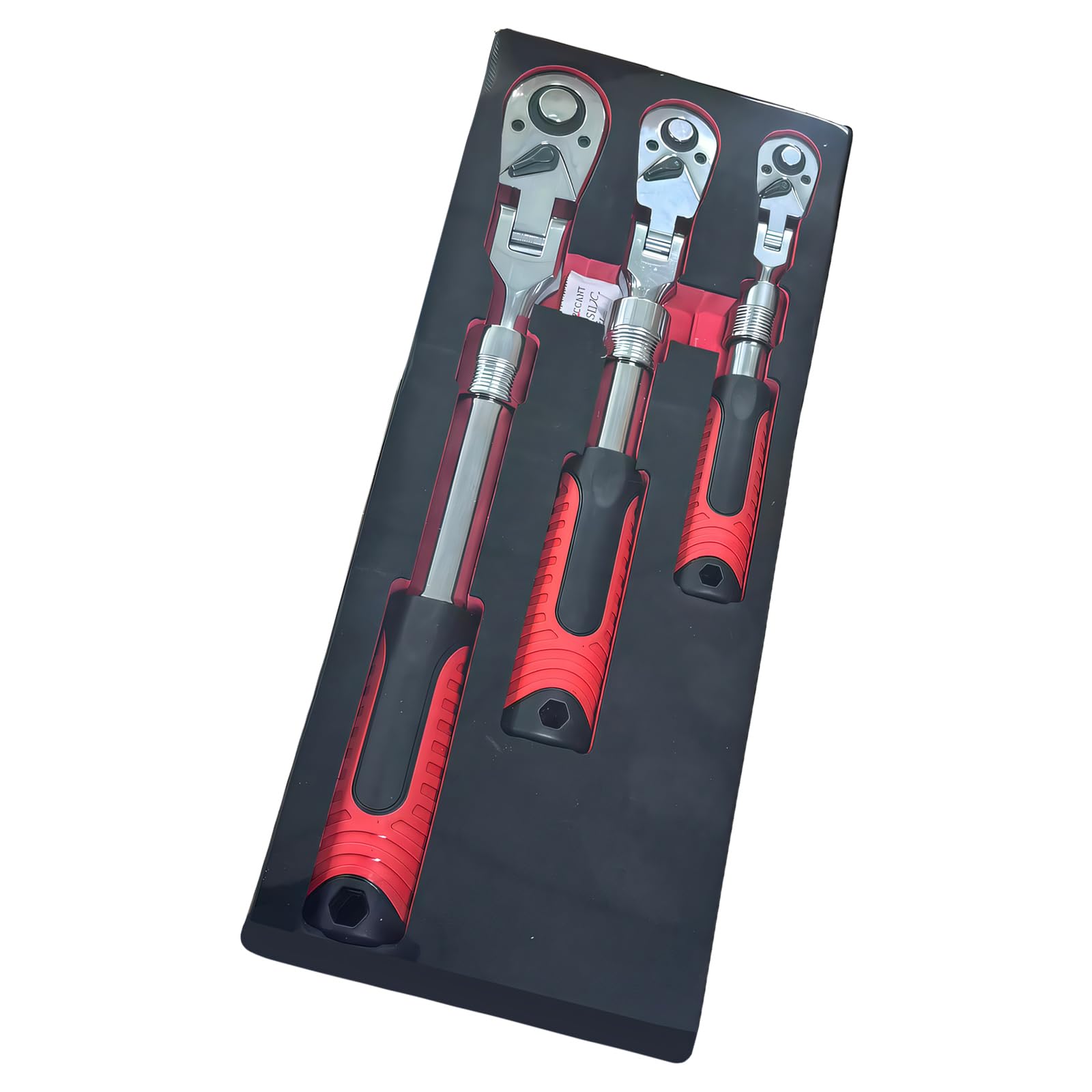 Ljhnba 3Piece Set Of Black 3Pcs Reversible Ratcheting Wrench Set 1/4" 3/8" 1/2" Drive Extendable Ratchets Wrench Reversible With 72-Tooth Swivels Head Ratchets