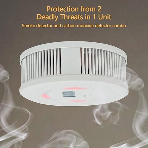 Miniatura 6 de Detector de CO y humo 2 en 1, detectores de monóxido de carbono con botón de pruebareinicio y pantalla LED digital y detectores de alarmas y