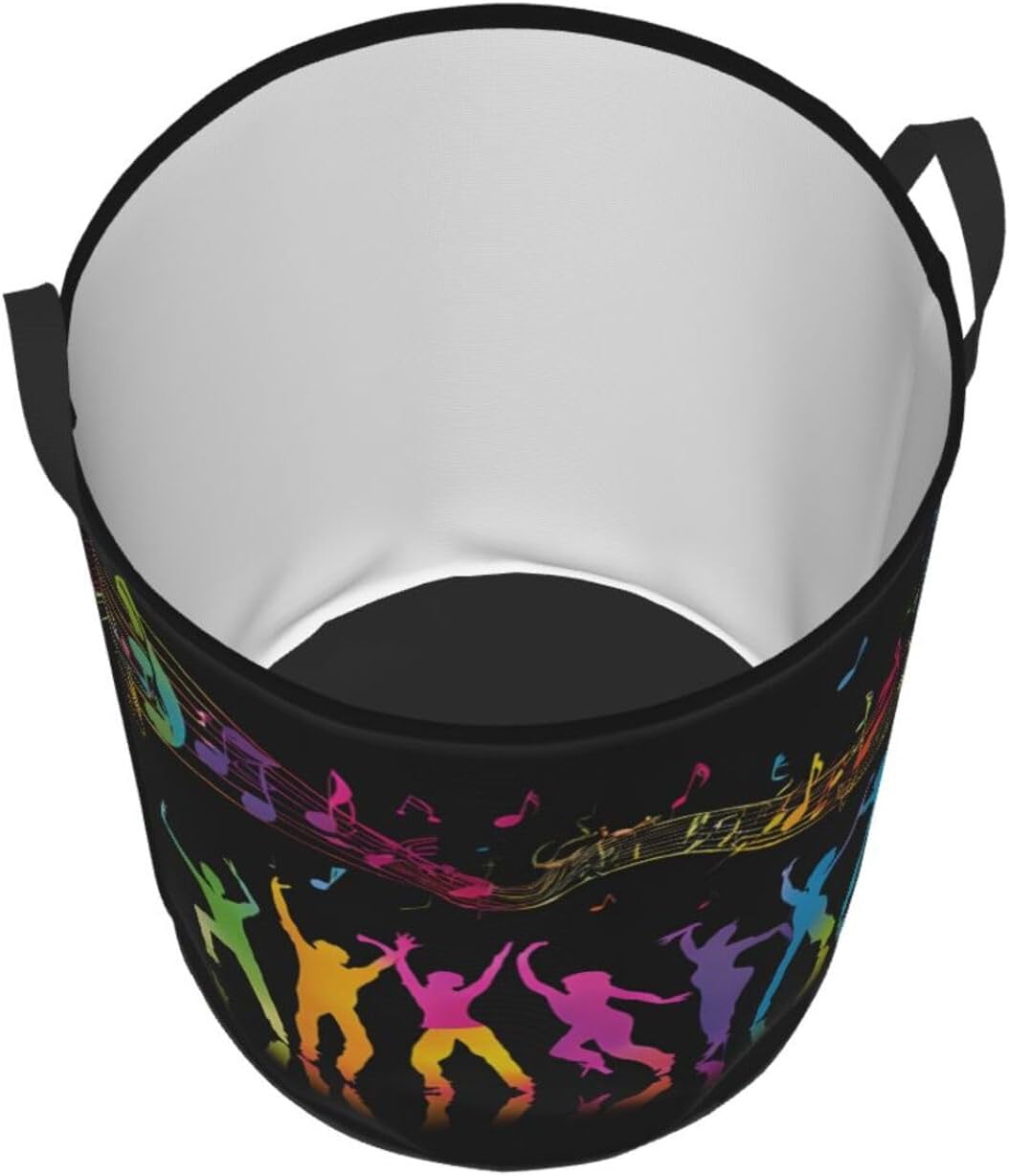 (Dance With Music) Circular Hamper, Laundry Basket, Storage Baskets Foldable, Storing Toys, Clothes, Books image 3
