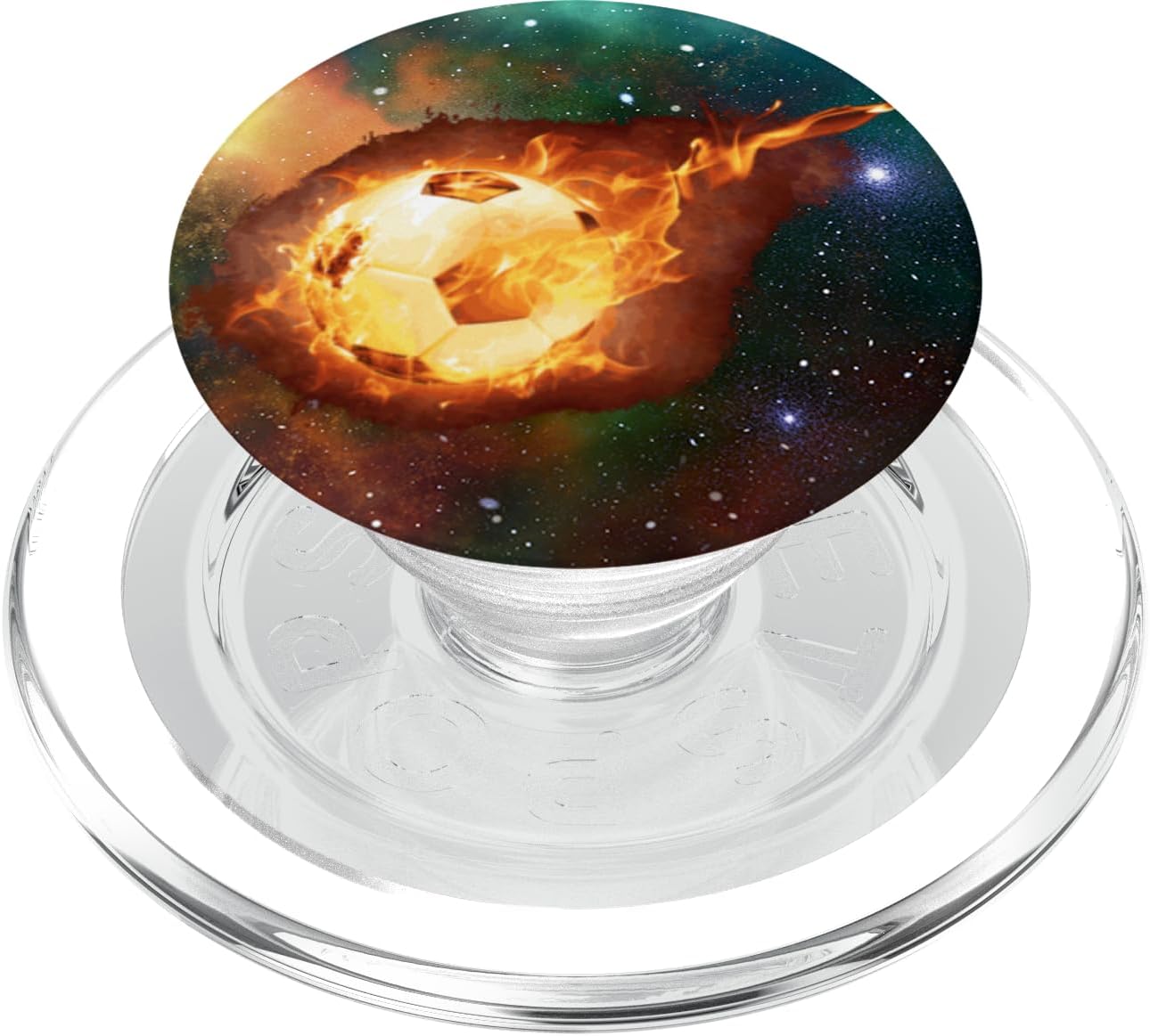 Galaxy Soccer Ball Pop Socket - Flaming Soccer Bal Futbol PopSockets PopGrip for MagSafe