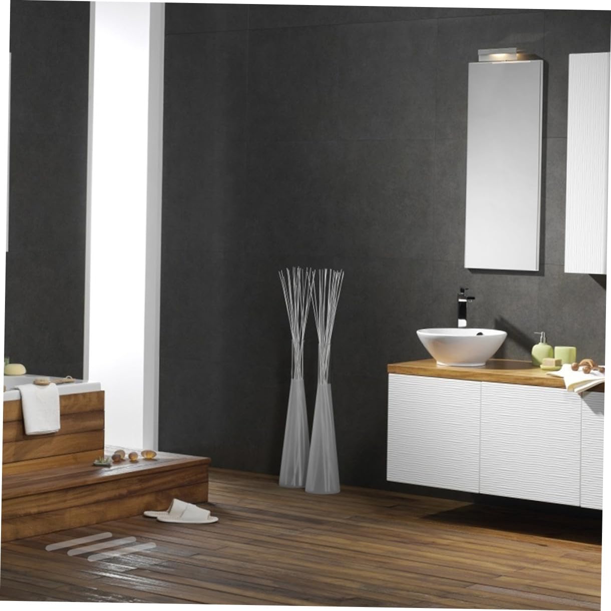 Homoyoyo Cintas Antideslizantes Transparentes Peva 15x61 Cm 10 Unidades para Ducha y Escaleras, Tiras de Seguridad para Suelo Antideslizante Baño y Bañera, Pegatinas para Escaleras y Suelo