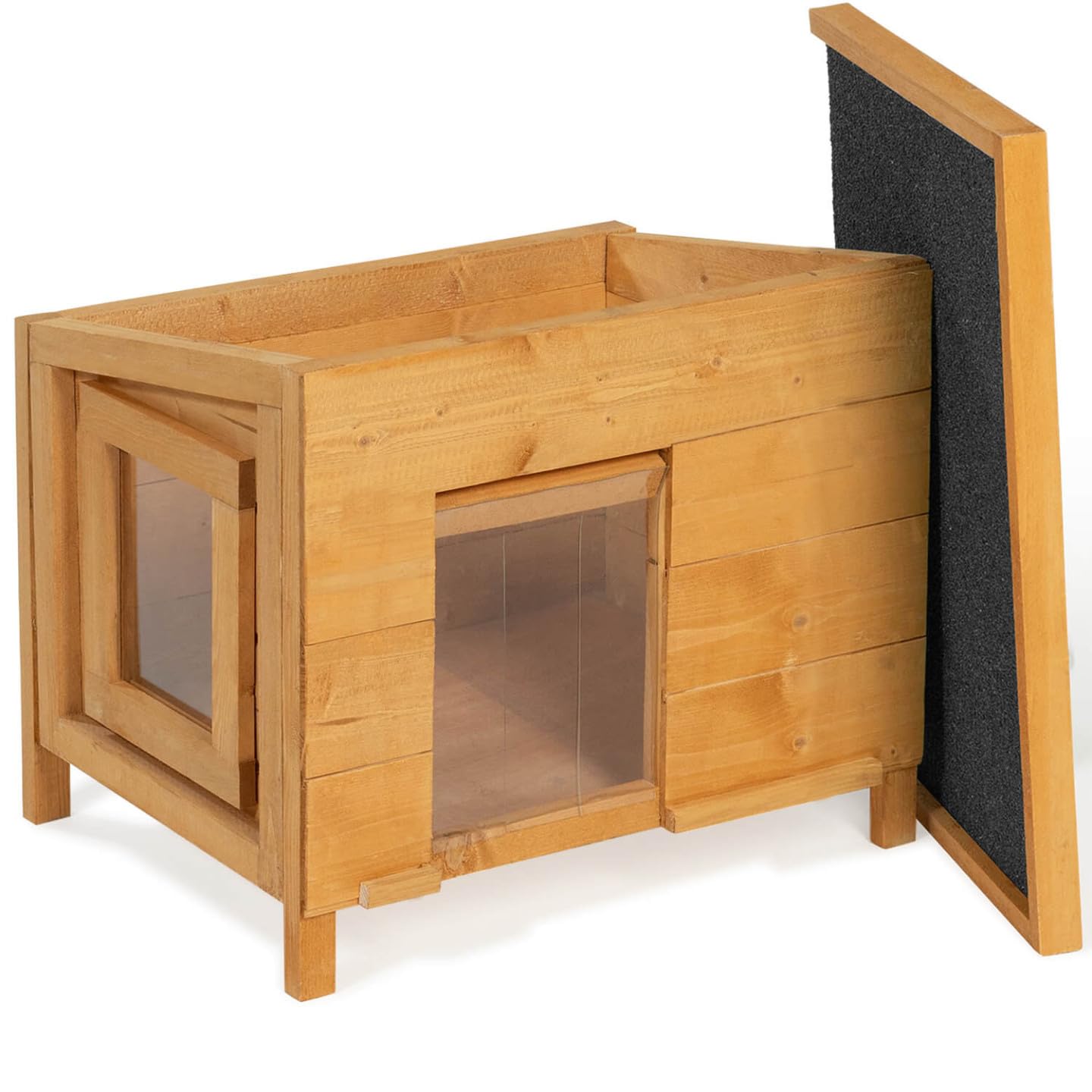 IDMarket - Maison pour Chat Niche en Bois avec Porte basculante à lamelles
