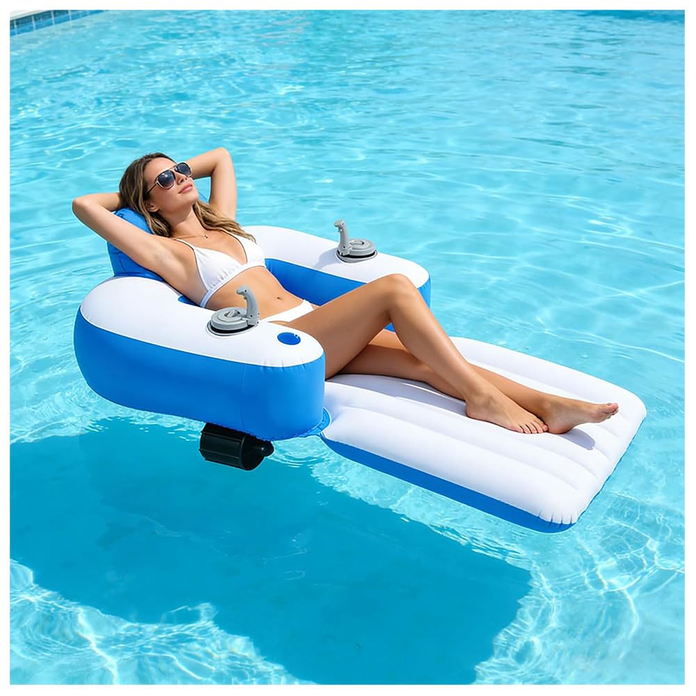 Silla Hinchable Motorizada para Piscina, Tumbona Flotante EléCtrica con HéLices, Balsa FáCil De Usar para Adultos, Flotador Motorizado para Adultos