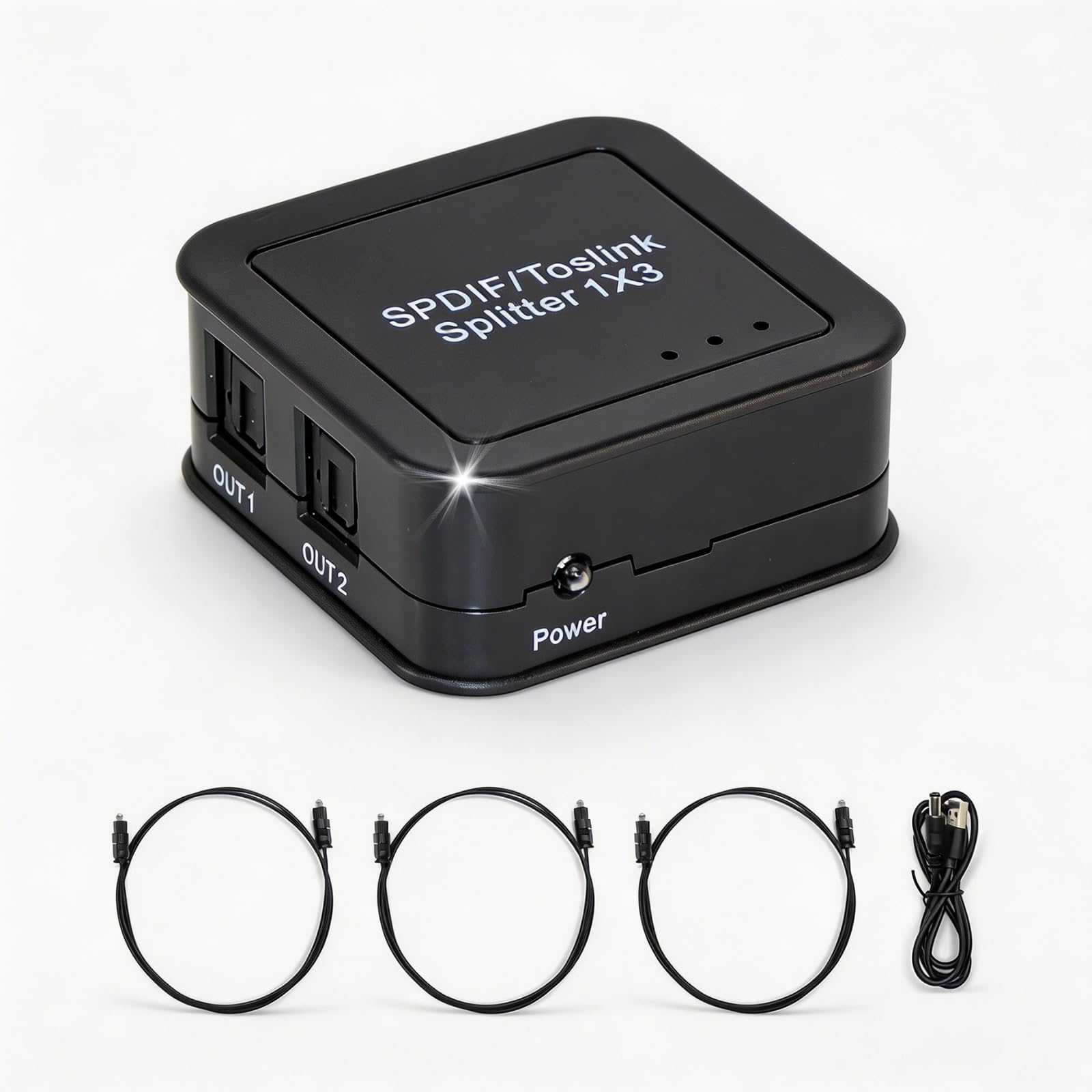Divisor de audio óptico digital 1x3, divisor de audio óptico DOREWINAUD SPDIF/Toslink, compatible con Dolby Digital y DTS 5.1 para PS3, Xbox, Blue-Ray DVD, HDTV, TV Box, 1 entrada 3 salidas