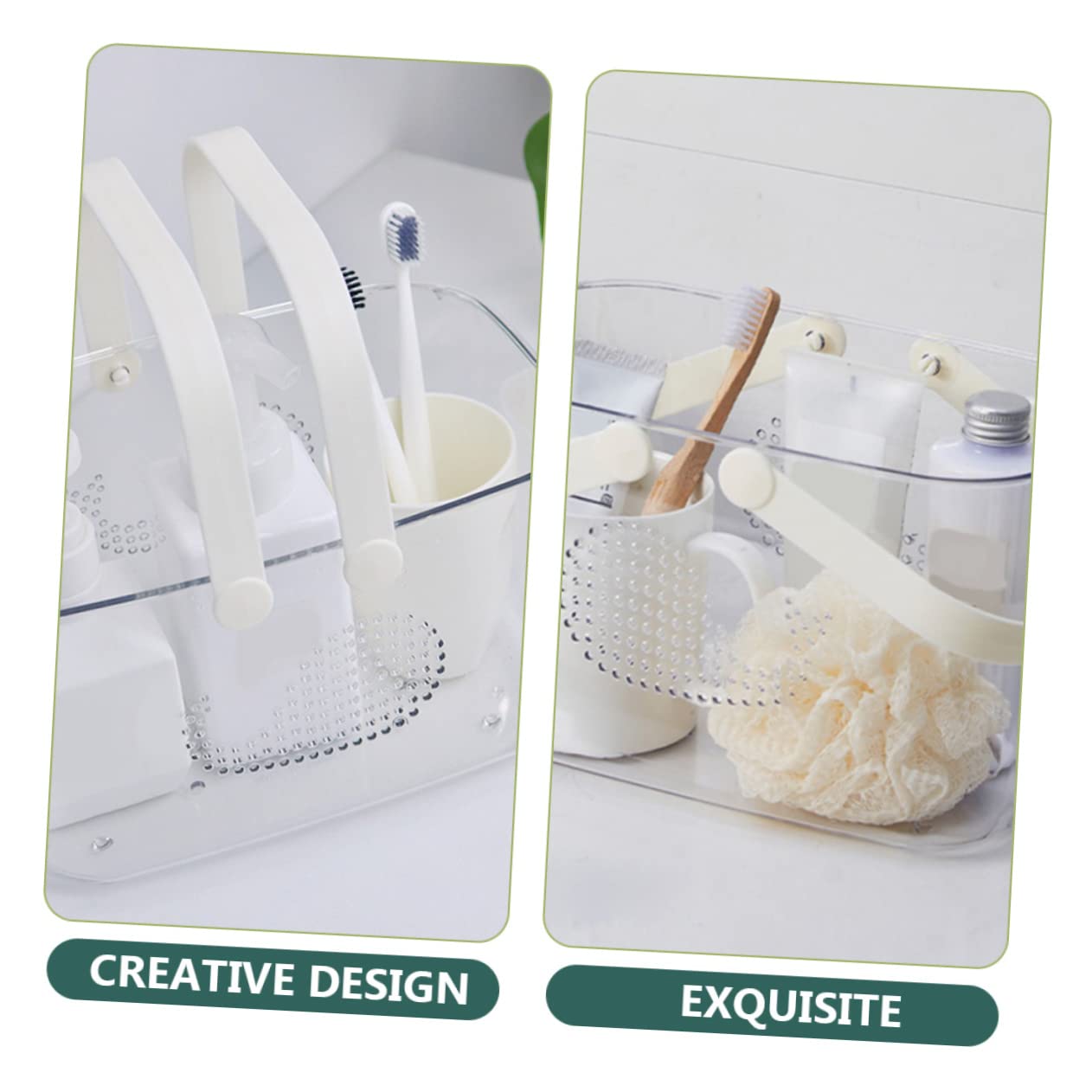 Cesta de Plástico para Almacenamiento en Baño y Sala de Estar, Cesta Organizadora Portátil Asa para Ducha y Dormitorio