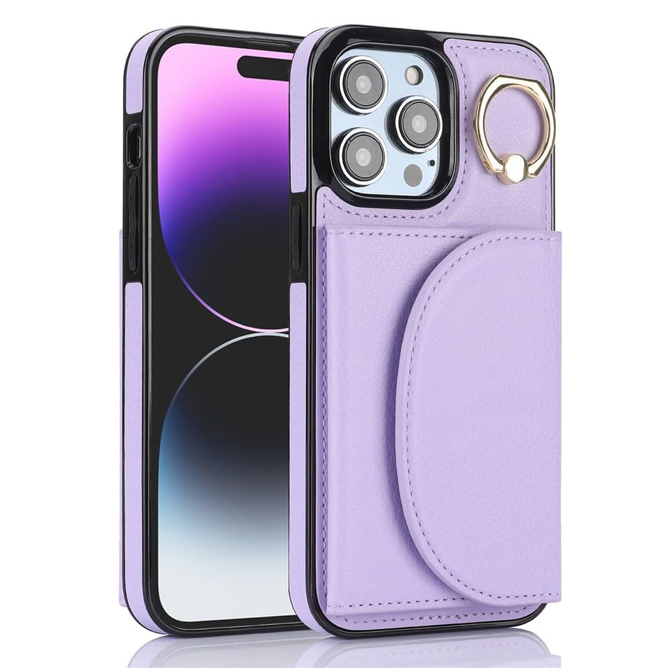 Étui clapet iPhone 16 Pro violet : protégez votre écran et rangez vos cartes facilement