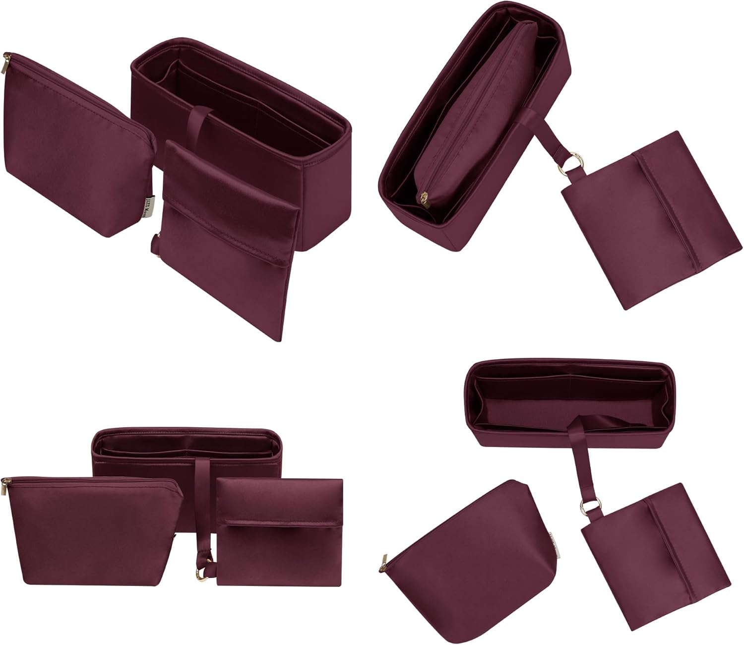 Fits for Gabrielle Medium Bag Insert, Premium Silk Purse Organizer Insert, Smooth Touch & Lightweight， Luxury Handbag Organizer with Gift Box Fits For chanel(Medium,Wine Red)