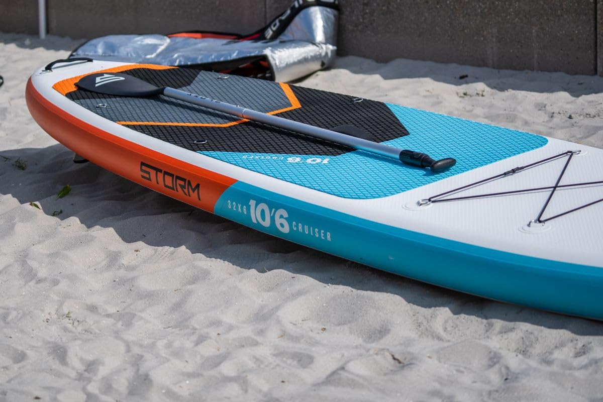 Storm Freeride Sup Stand Up Paddle Board 180 KM aufblasbar mit kompletes Zubehör - 320 x 81 x 15 cm – Surfbrett
