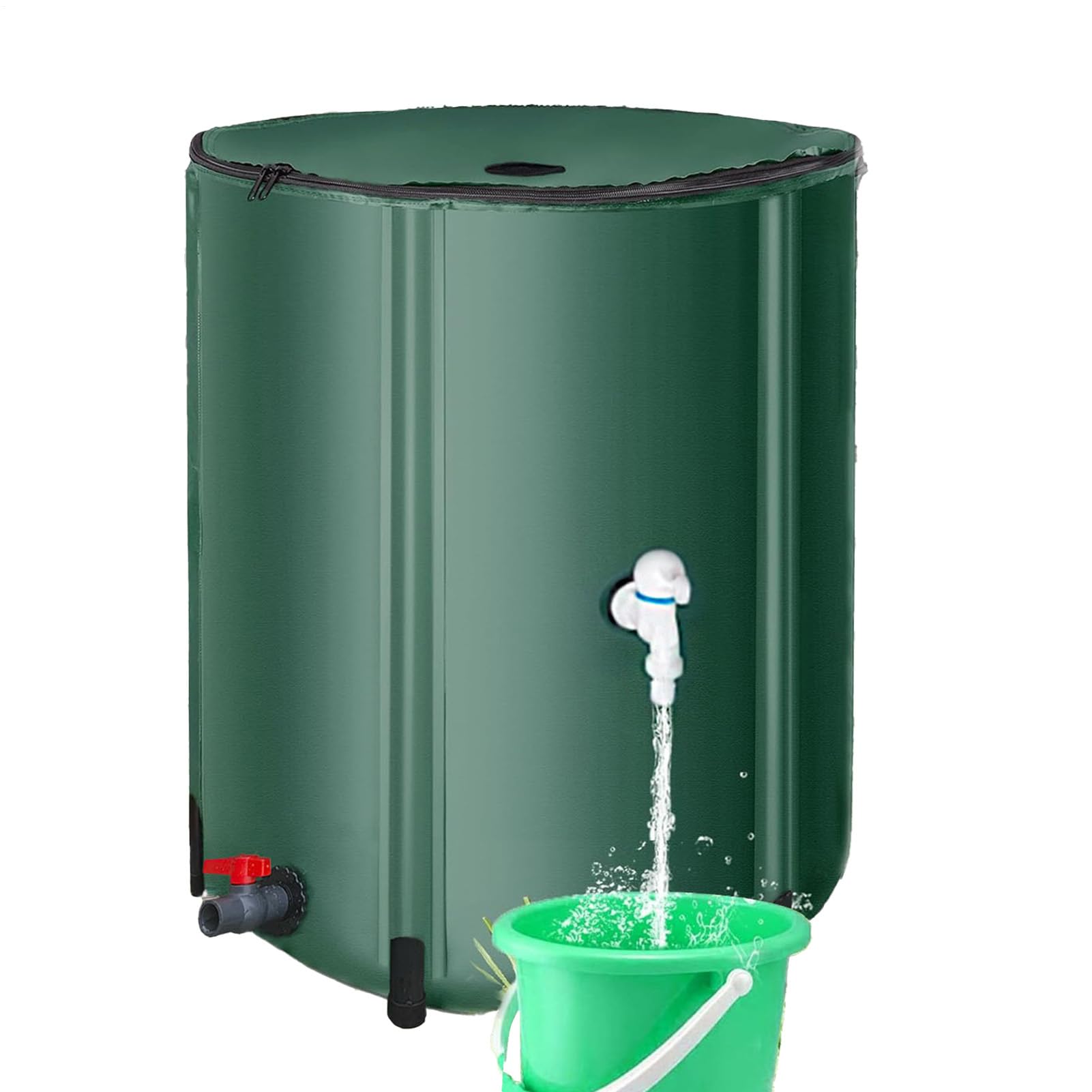 Barile per raccolta di acqua piovana – 26 galloni in PVC pieghevole | raccolta pioggia barile | splicing clapper secchio, serbatoio acqua pioggia serbatoio acqua con troppopieno filtro kit