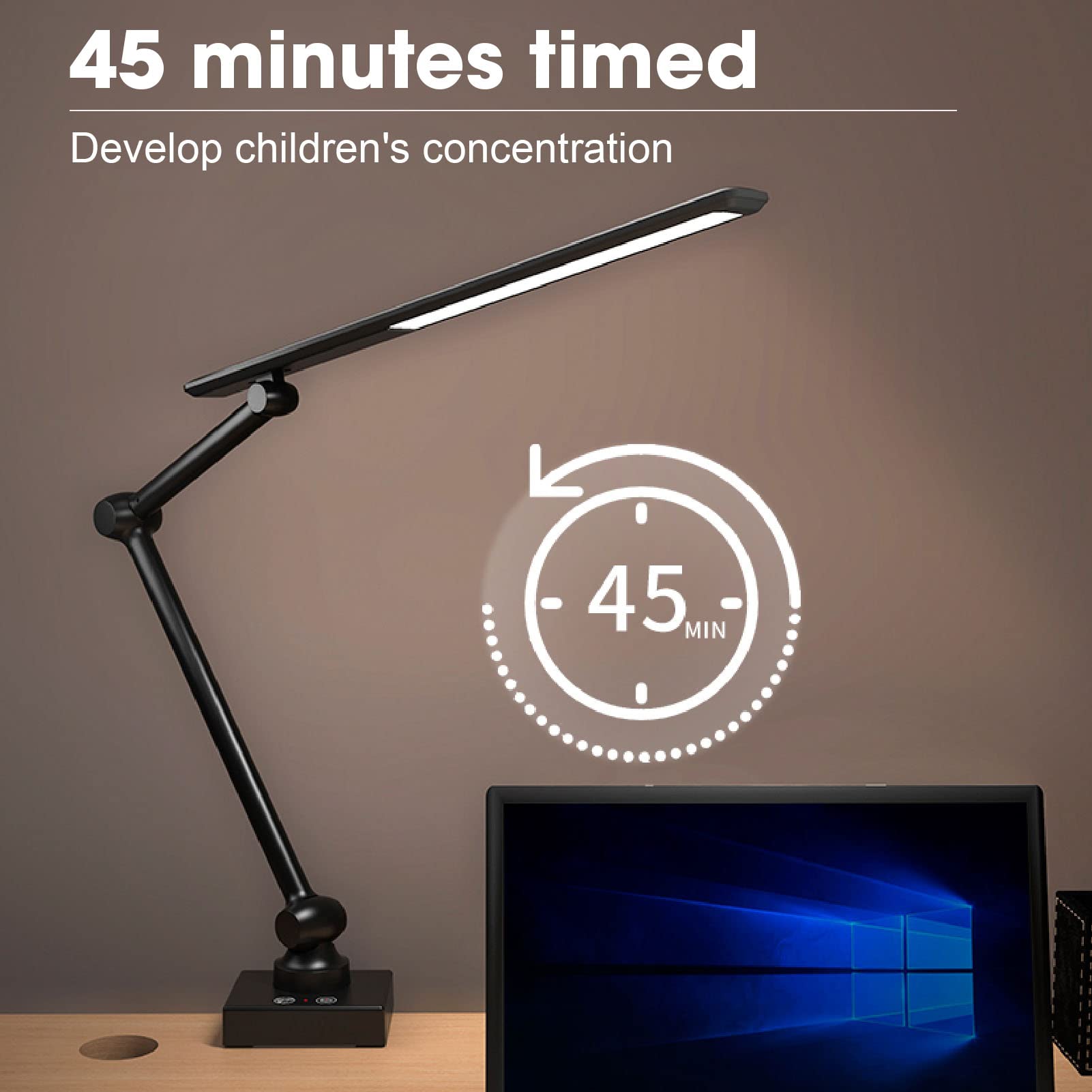 Dimmbare LED-Schreibtischlampe mit 3 Farbmodi Touch-Steuerung aunschonendes Leselicht verstellbarer drehbarer Kopf Timer perfekt für Zuhause Büro und Schlafzimmer