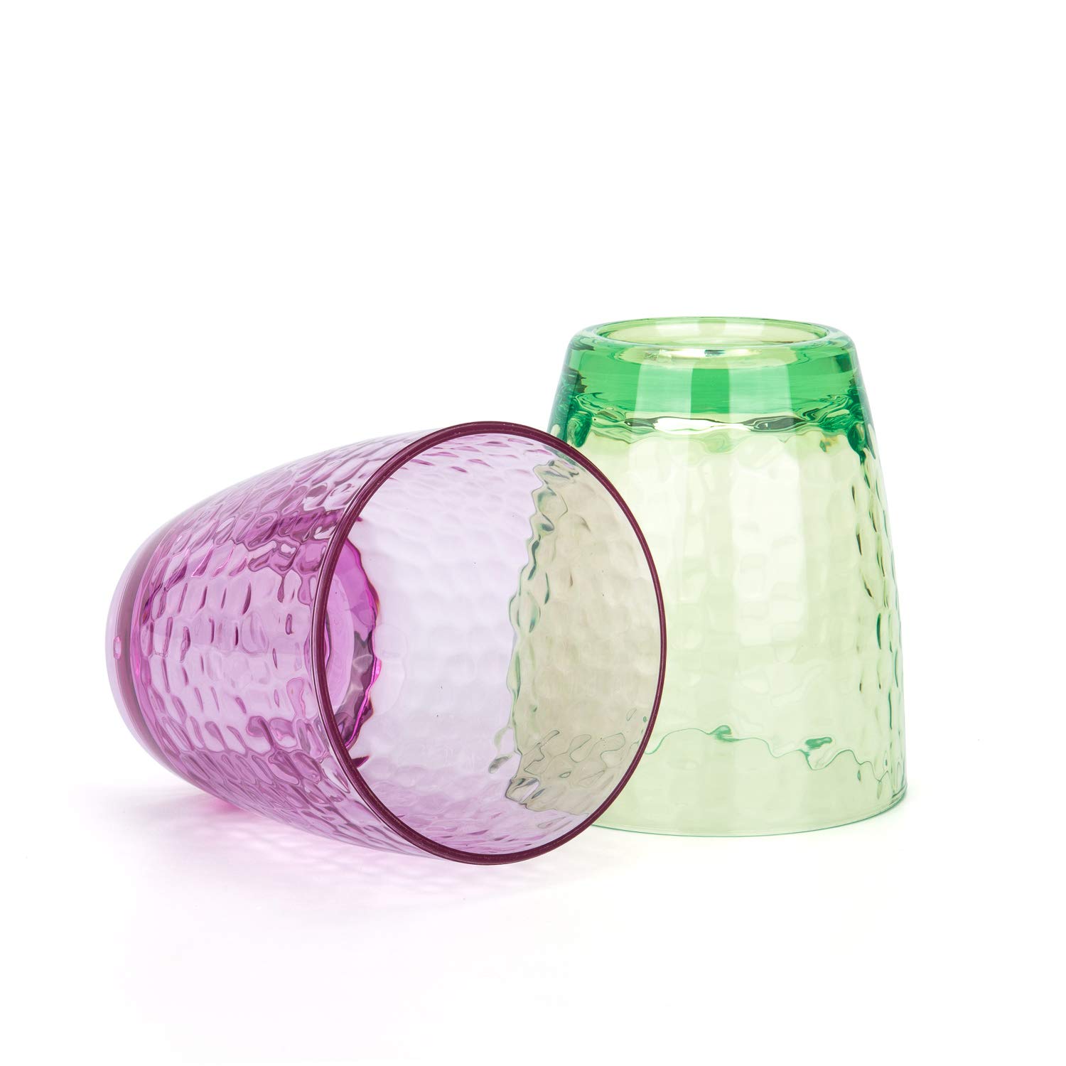 Hammered Style - Vasos de plástico acrílicos de 430 ml, juego de 6 unidades, multicolor, sin BPA, apto para lavavajillas