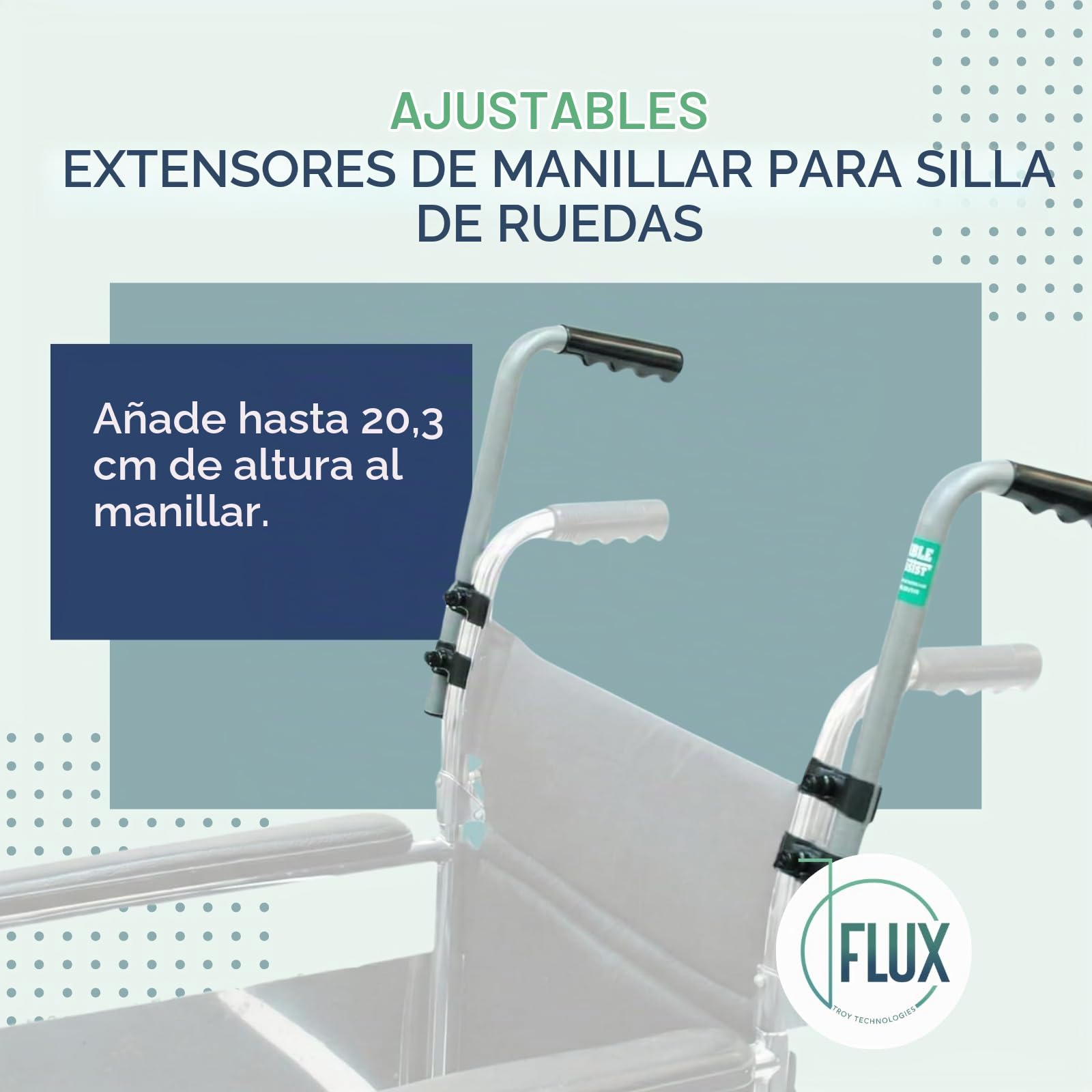 Extensor de mango de silla de ruedas (capacidad de peso de 300 libras), accesorios universales para sillas de ruedas para adultos, mango extensible para silla de ruedas y cochecitos, extensor