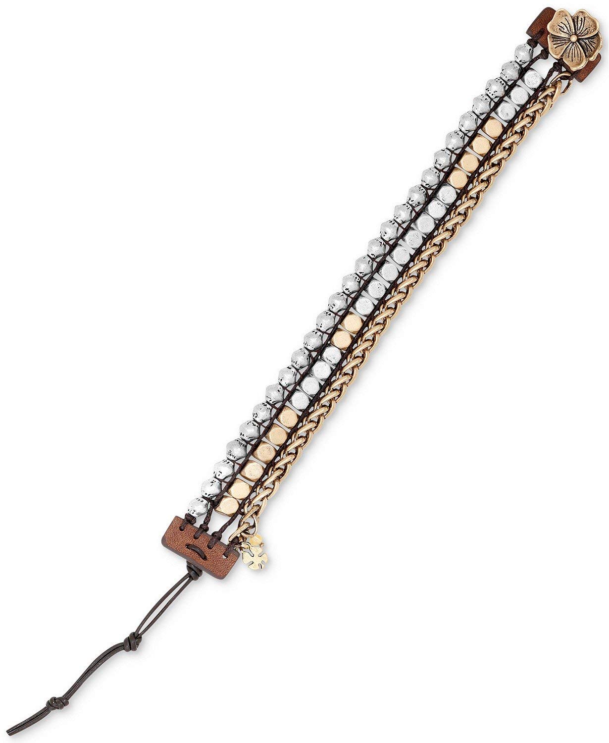 Lucky Brand "Royal Jewels" Two-Tone Mixed Two-Tone Faux Wrap Bracelet, 7"