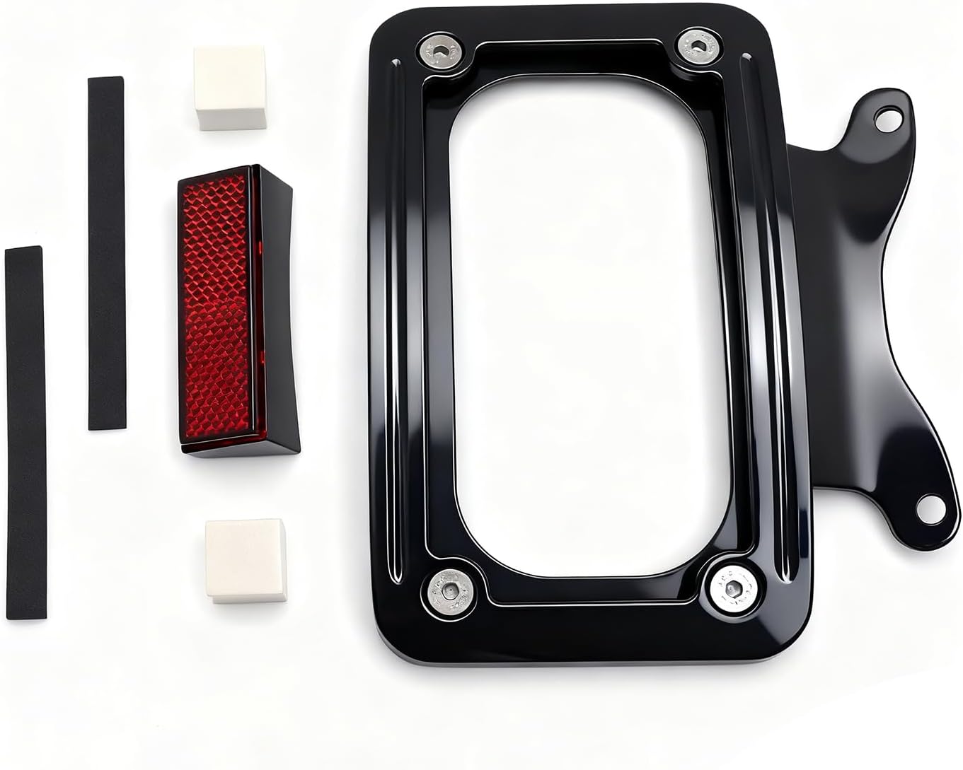Black Laydown Curved License Plate Bracket Tag Holder Compatible with '10-Later FLHX, FLHXS, FLHXSE, FLTRX, FLTRXS and '10-'12 FLHXSE (Street Glide FLHX/Road Glide FLTRX)