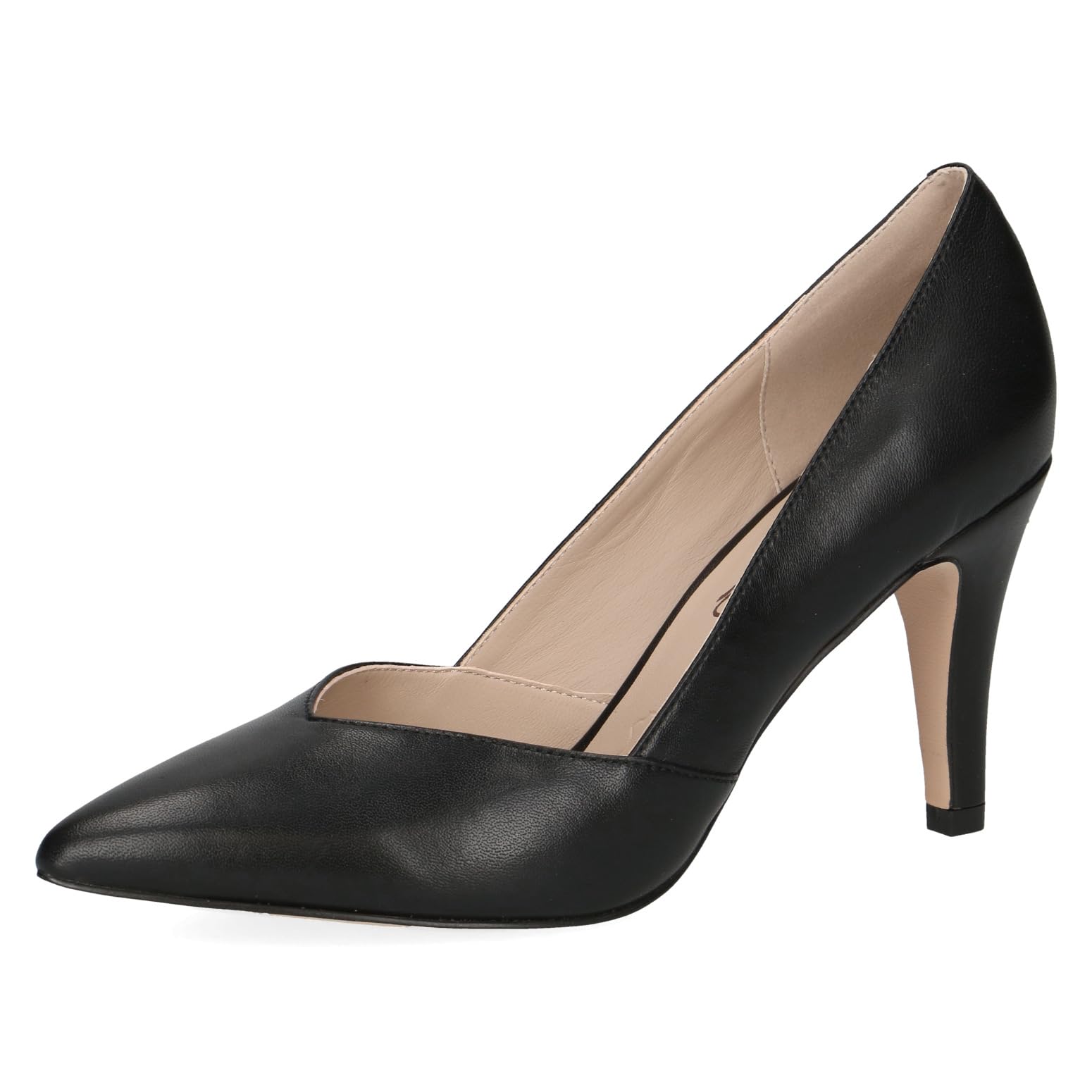 CAPRICE Women Pumps Leather with Cone Heel, Black (Black Nappa), 3.5 UK