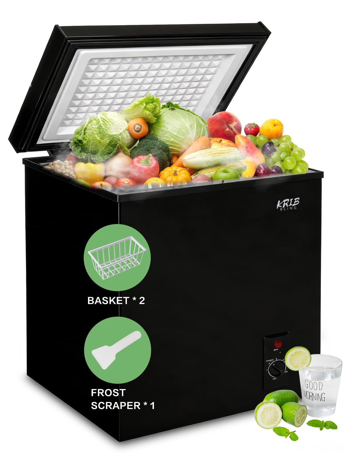 KRIB BLING ZT-100Q-BLACK-2 7 cu ft Chest Freezer Black