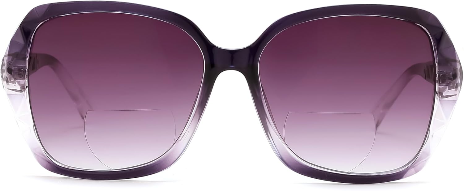 FEISEDY Bifocal Sunglasses Reader for Women, Oversized Butterfly Sun Readers with Blue Light Blocking UV400 Protection B0353
