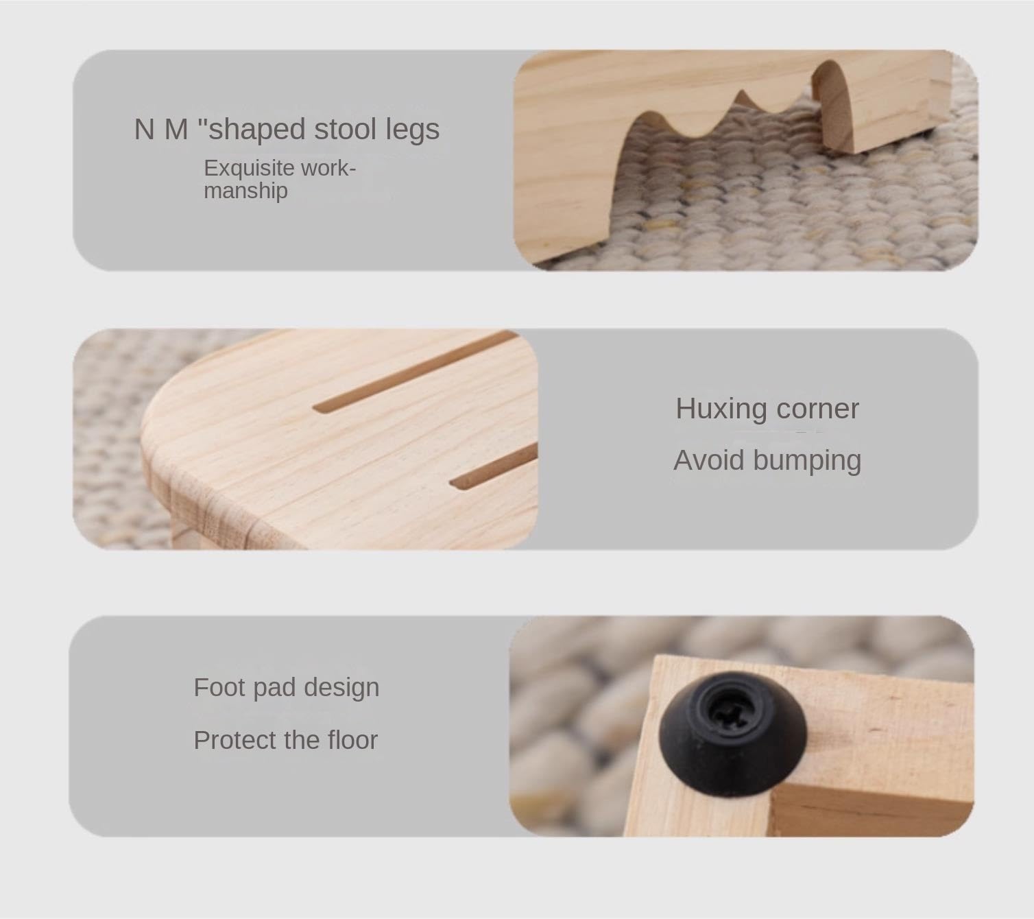 Ottomano per Soggiorno Sgabello In Legno For Bagno, Cucina, Camera Da Letto, Porta Piante Poggiapiedi Divano(Wood color,30x30x18cm)
