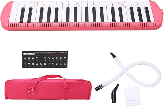 37 Key Melodica Instrument, Air Piano Keyboard with Carrying Bag and Mouthpieces for Beginners Melodica Lovers (Pink)