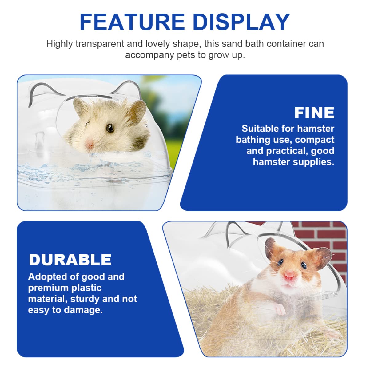 Ipetboom Hamster Sandbad - Glas Badebox 15x13x13cm Mit Holz, Für Nagetiere Sauberkeit