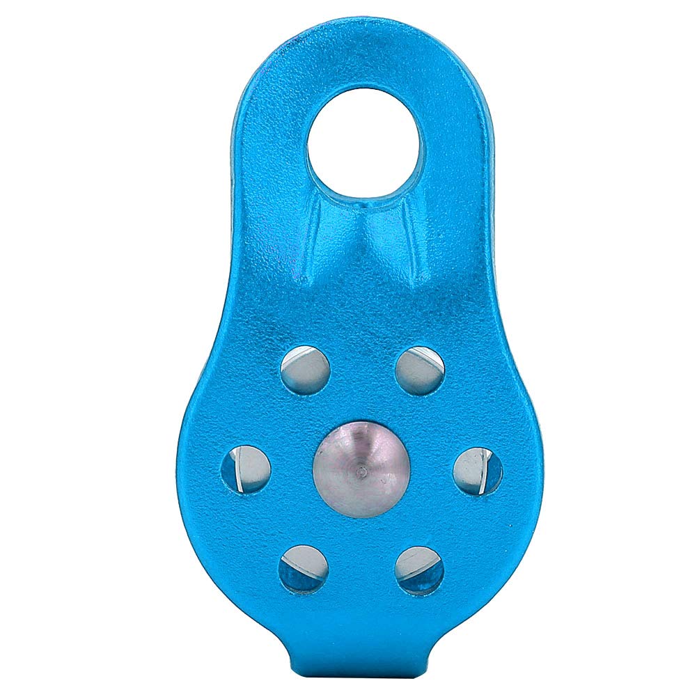Poulie en Alliage d'aluminium Robuste 26KN avec émerillon Simple pour Escalade sur Corde de 12 mm en Orange Poulie en Alliage d'aluminium, Bloc de poulie à Corde pivotante Simple (Blue)
