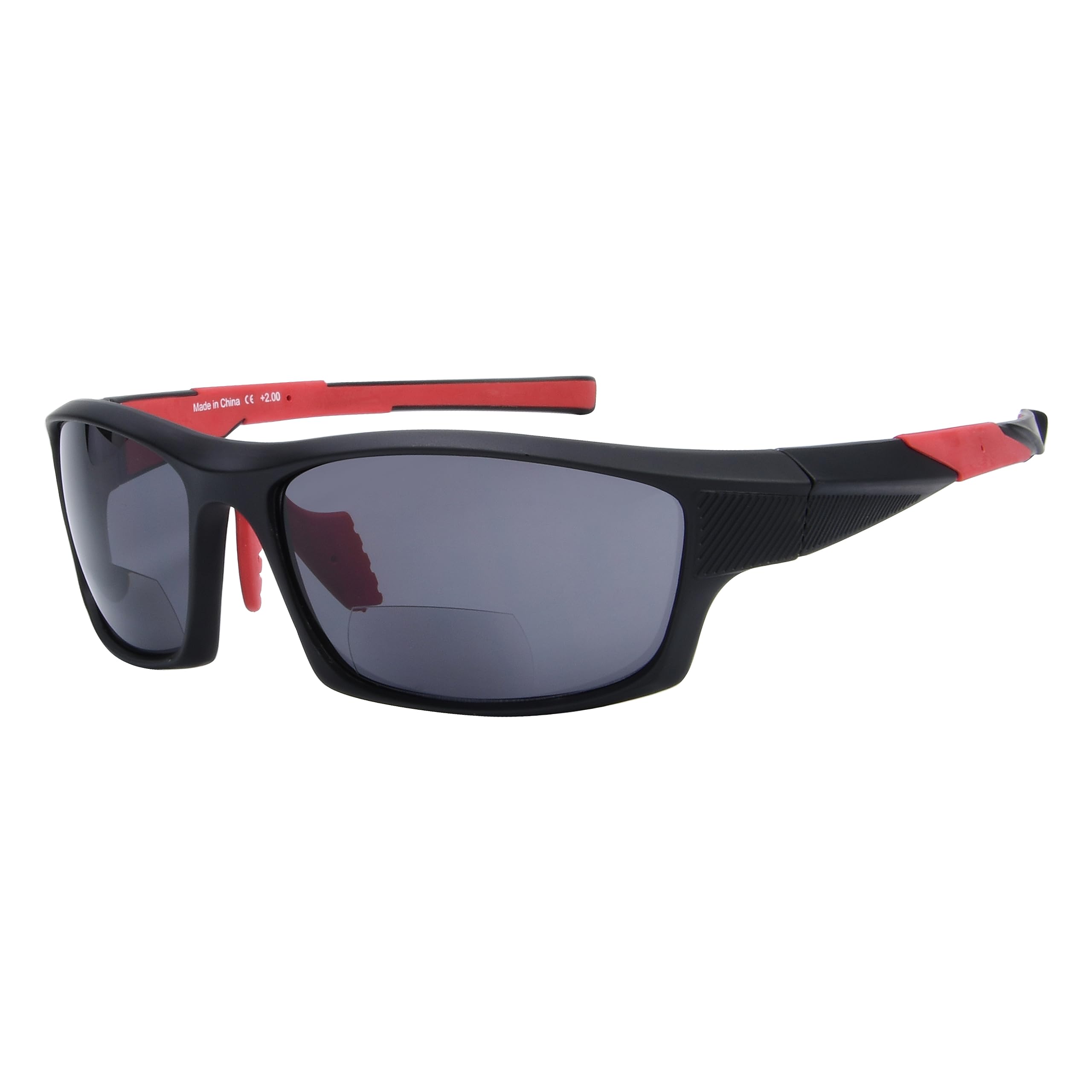 Eyekepper Bifocal Sunglasses for Women Men 2.25, Red Rectangular