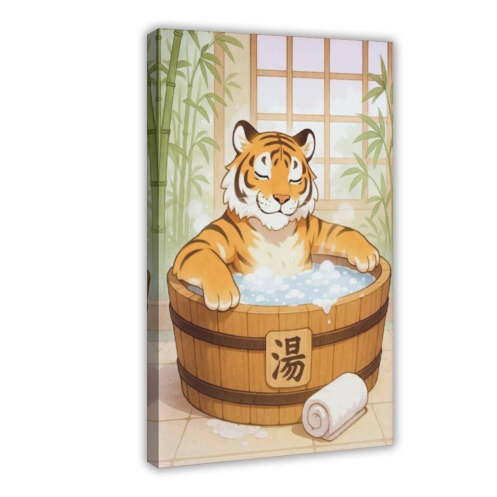 Bareronor Japanese Tiger Bath Canvas Poster Bedroom Decor Landscape Office Room Decor Gift 20" L X 30" W