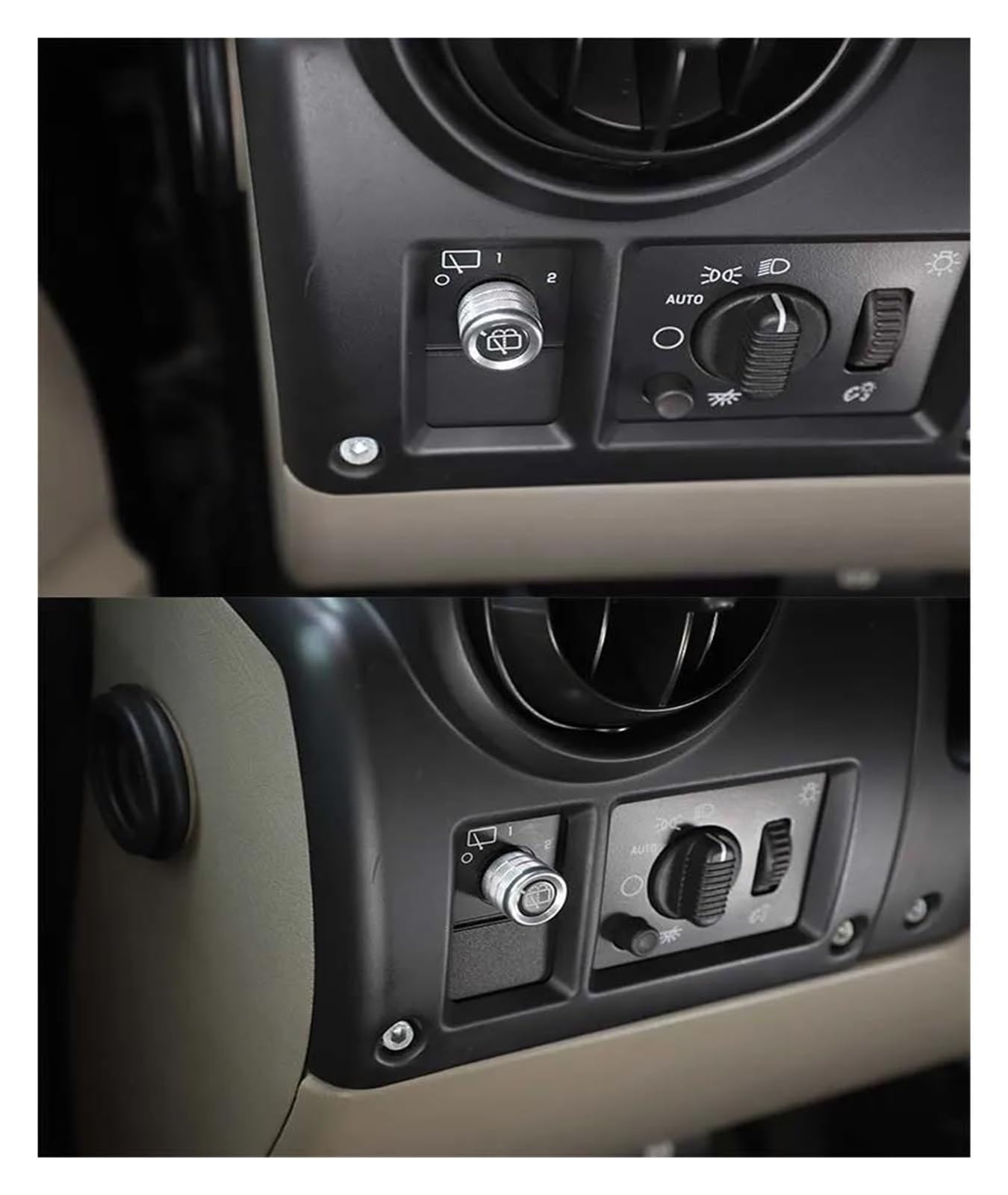 Avvolgimento bracciolo console centrale auto Per H2 2003-2007 Manopola interruttore tergicristallo posteriore per adesivo ad anello Accessori interni auto(D'argento)
