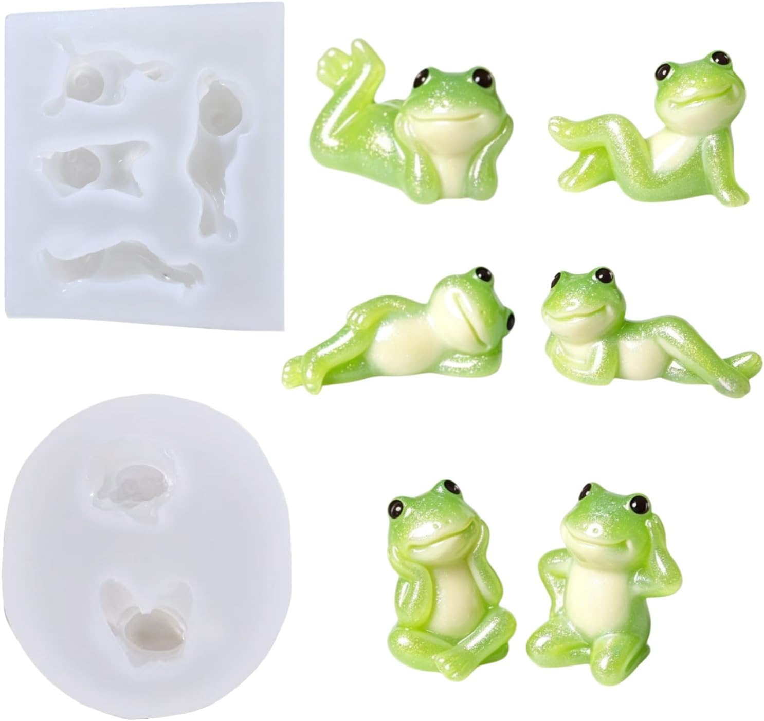 Cute Tiny Frog Resin Molds, Frog Silicone Mold, Micro Dollhouse Epoxy Casting Mold for DIY Resin Art, Fairy Garden Miniatures, Small Resin Molds (2 & 4 Cavity)