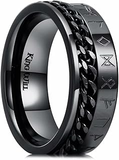 King Will 8mm Black Spinner Stainless Steel Ring Fidget Anxiety Ring for Men with