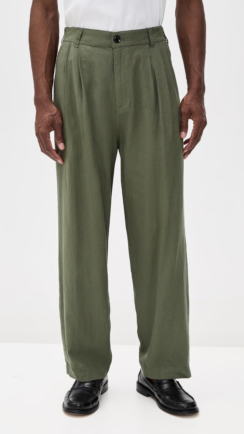 OBEY Men's Foster Pleated Linen Pants